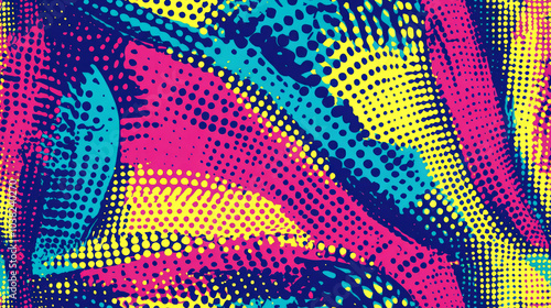 Wallpaper Mural Abstract digital art with vibrant colors in yellow, pink, blue and green with a halftone dot pattern. Torontodigital.ca