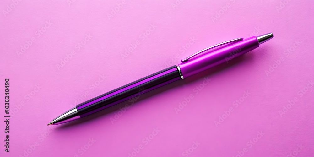 A vibrant purple pen lies diagonally on a soft pink surface, its metallic sheen catching the light. A vibrant purple pen lies diagonally on a soft pink surface, its metallic sheen catching the light.