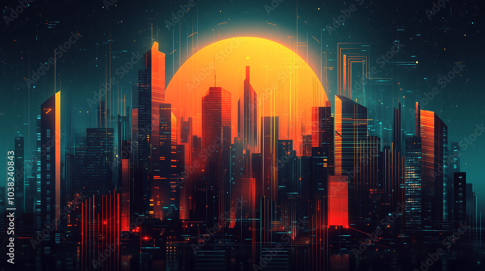 Fototapeta premium Minimalist Geometric Cityscape background