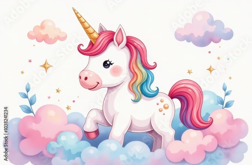 Colorful Unicorn Illustration - Children's Picture Background for the Screen