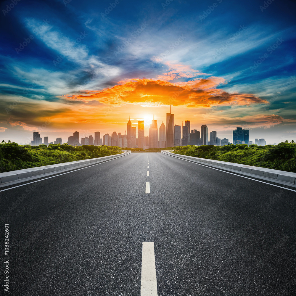 road in the sunset road in the sunset