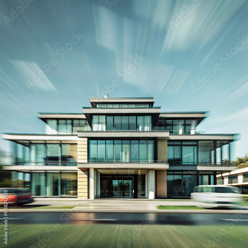 modern building in the city with blurred background 