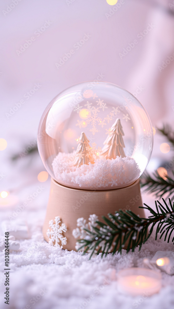 glass snow globe with miniature trees snowflakes glass snow globe with miniature trees snowflakes