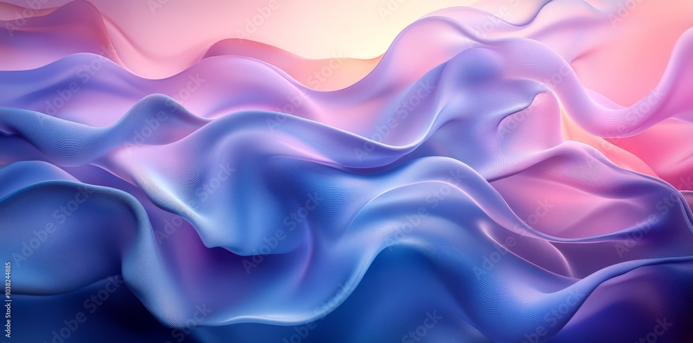 Obraz premium Abstract Wavy Background with Pastel Pink and Blue Hues
