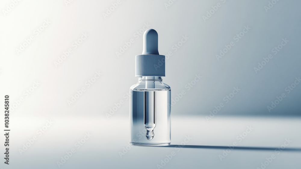 Glass dropper bottle on a light background. Glass dropper bottle on a light background.