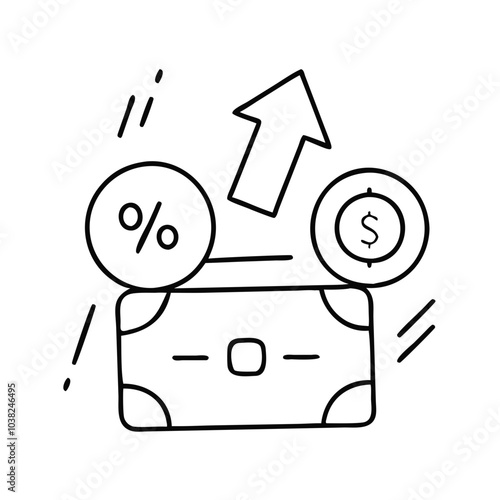 Financial growth icon with dollar sign, percentage and up arrow