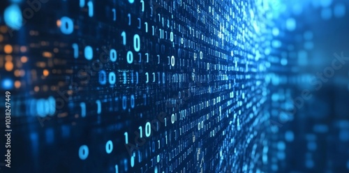 Abstract Binary Code Pattern in Blue Hues