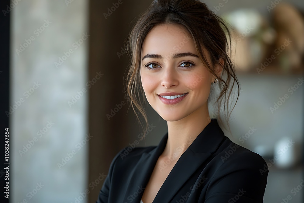 Smiling Businesswoman in Black Blazer Portrait Smiling Businesswoman in Black Blazer Portrait