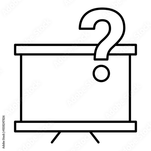 Stand with Question Mark. Questionable Presentation Icon. Unanswered Presentation. Questionable Display. Seeking Information.