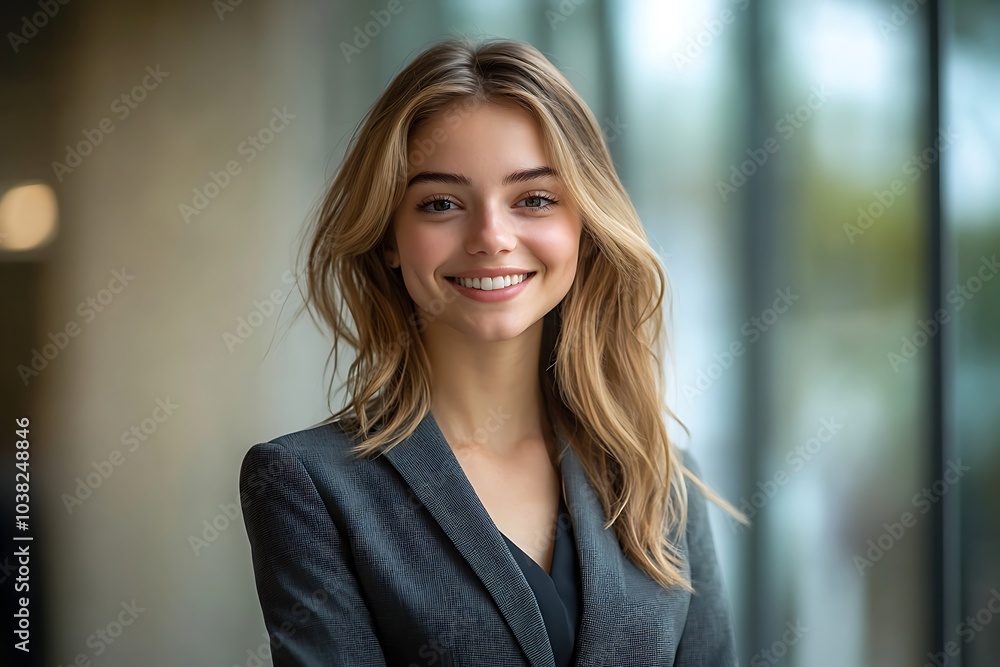 Smiling Executive Woman Portrait - Natural Light Indoor Studio Smiling Executive Woman Portrait - Natural Light Indoor Studio