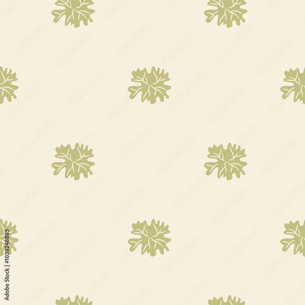 Geranium leaves simple seamless pattern. Surface pattern design farmhouse motif. Vector hand drawn flat illustration. Geranium leaves simple seamless pattern. Surface pattern design farmhouse motif. Vector hand drawn flat illustration.