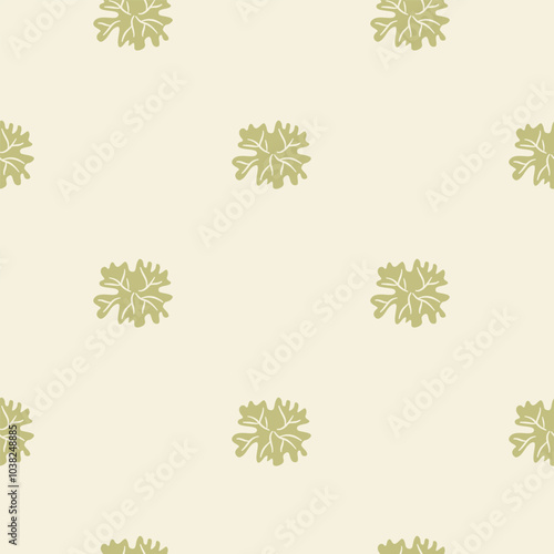 Geranium leaves simple seamless pattern. Surface pattern design farmhouse motif. Vector hand drawn flat illustration.
