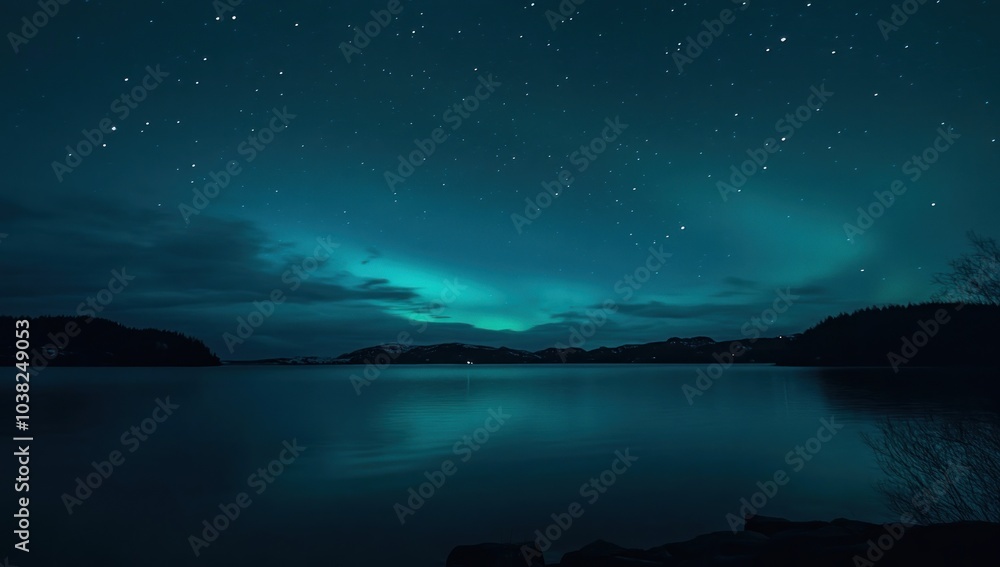 Fototapeta premium Northern Lights over a Calm Lake