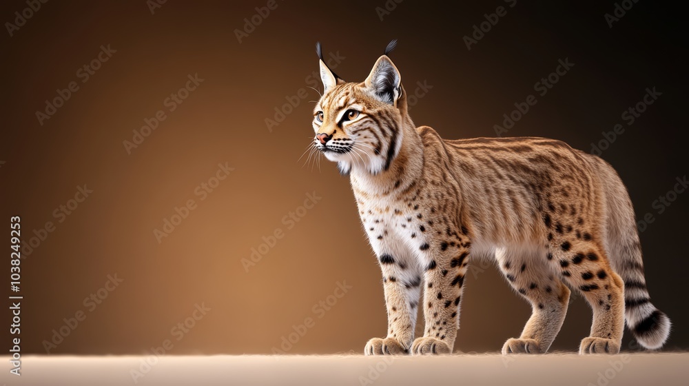 Fototapeta premium Lynx standing gracefully against a soft gradient background.