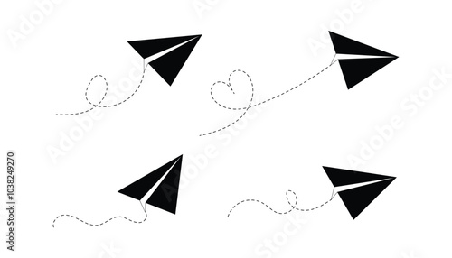 Paper planes collection. Paper plane icon, business or travel design element. Paper aeroplan