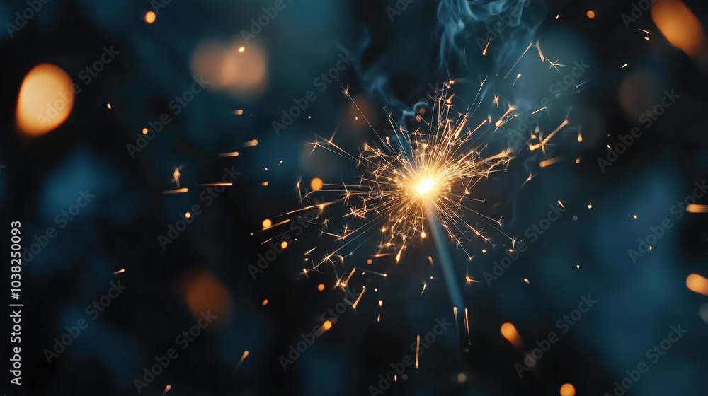 Fototapeta premium Nahaufnahme einer Wunderkerze in der Silvesternacht