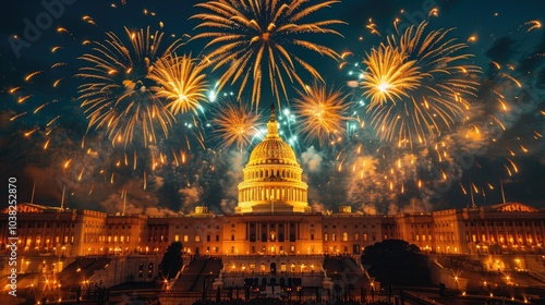 Spectacular Fireworks Display Above the U.S. Capitol Building