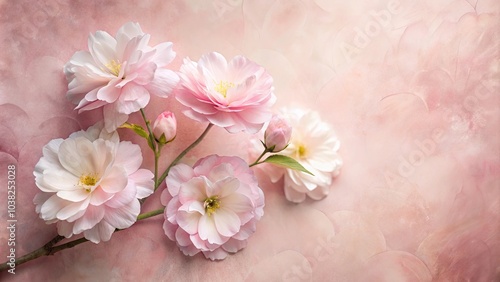 Delicate Blossoms on a Pastel Canvas, Their Petals a Symphony of Soft Pink Hues