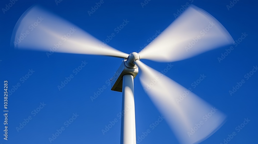 Sustainable energy generation, a majestic wind turbine capturing clean power harnessing Sustainable energy generation, a majestic wind turbine capturing clean power harnessing