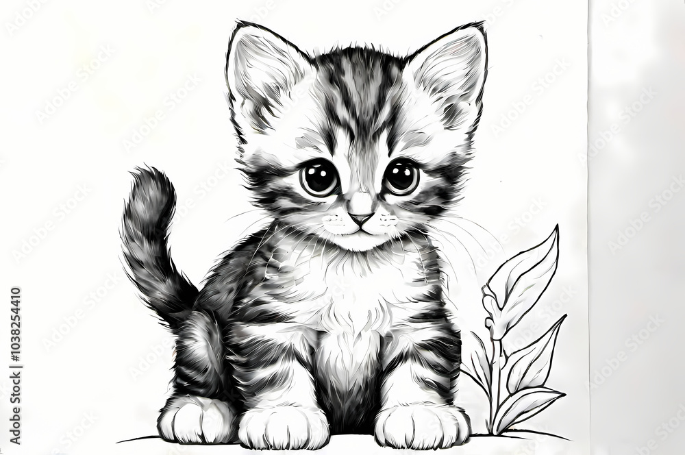 custom made wallpaper toronto digitalCute Young Cat Coloring Book Page