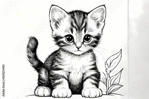 Wallpaper Mural Cute Young Cat Coloring Book Page Torontodigital.ca