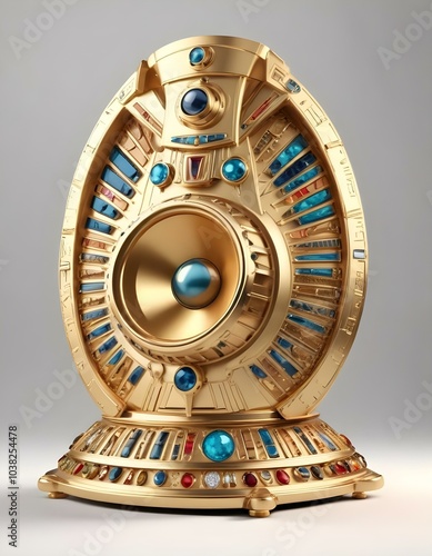 Egyptian golden party elements like farao or music speakers photo