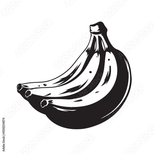 Bananas In cartoon, hand-drawn flat style. image for social media, websites and UI. Isolated 2D vector design in logo, icon, sketch style, simple line vector, single color. AI Generative Art.