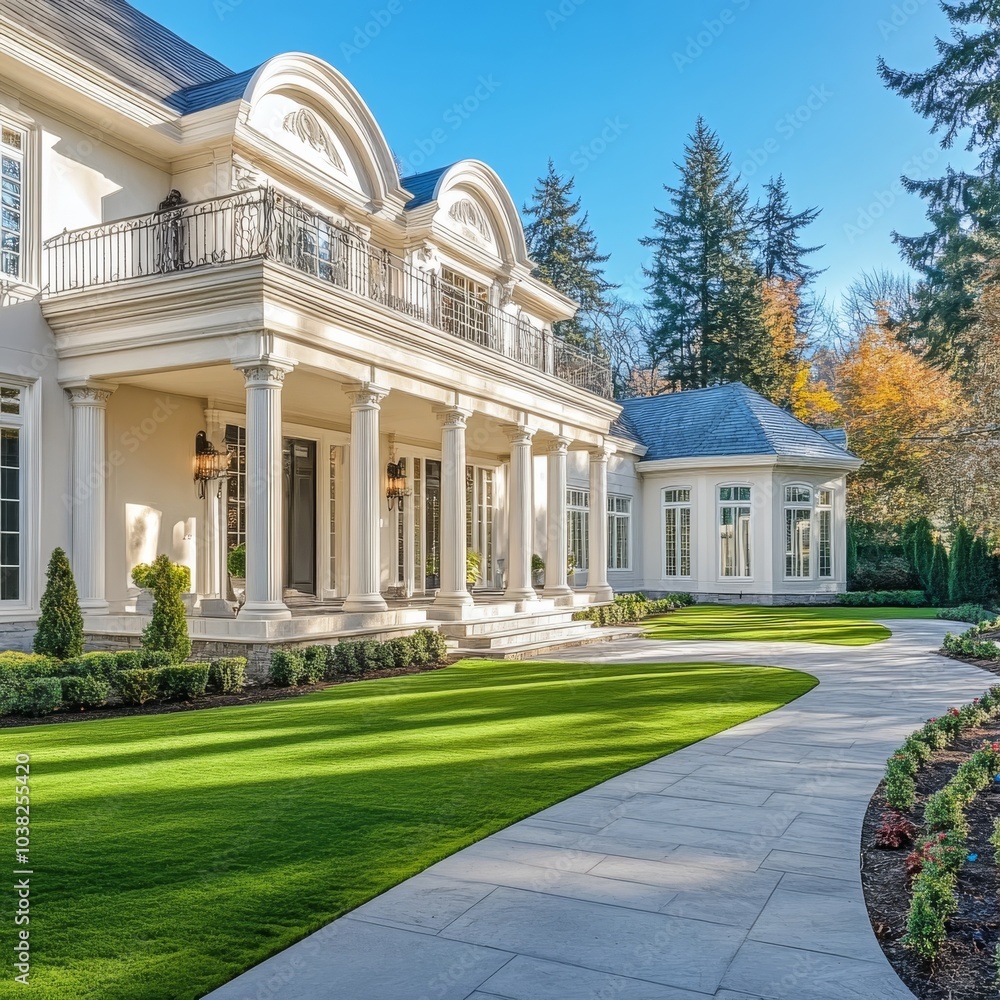 Fototapeta premium Luxurious home with a beautiful exterior.