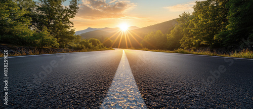 Ultrawide Photo Of Asphalt Road 
Throughout Golden Hour Background