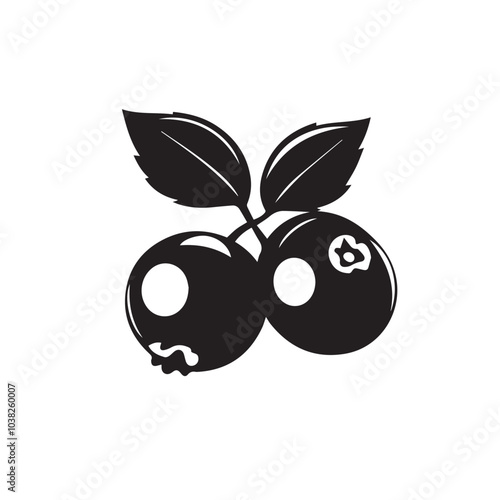 Blueberries In cartoon, hand-drawn flat style. image for social media, websites and UI. Isolated 2D vector design in logo, icon, sketch style, simple line vector, single color. AI Generative Art.