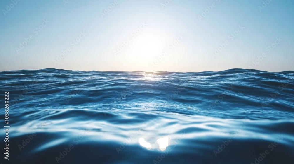 Fototapeta premium Golden hour majesty, sun's radiance illuminates the ocean's embrace 