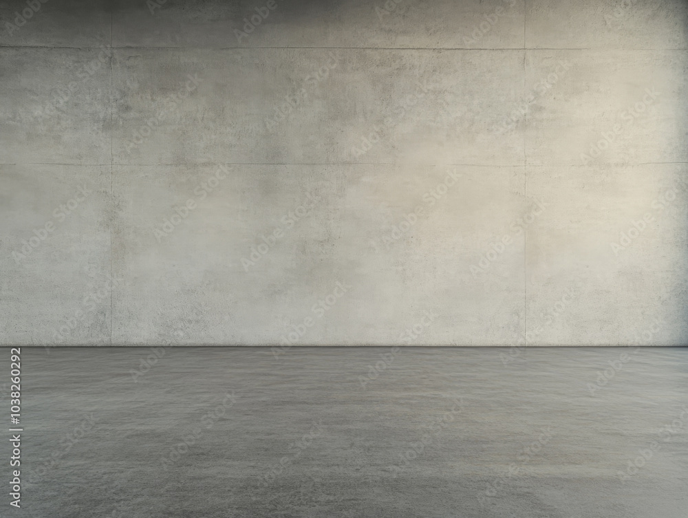 Minimalistic interior space with a plain concrete wall and smooth floor in natural light Minimalistic interior space with a plain concrete wall and smooth floor in natural light