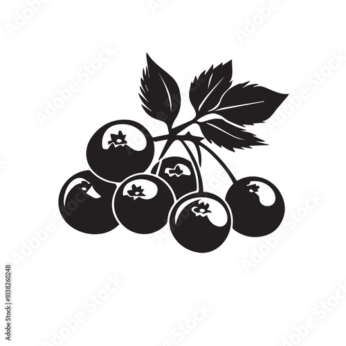 Blueberries In cartoon, hand-drawn flat style. image for social media, websites and UI. Isolated 2D vector design in logo, icon, sketch style, simple line vector, single color. AI Generative Art.