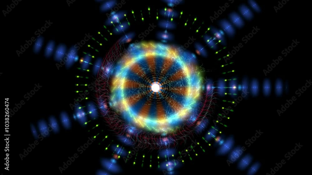 A colorful circle with a green center and red and blue edges A colorful circle with a green center and red and blue edges
