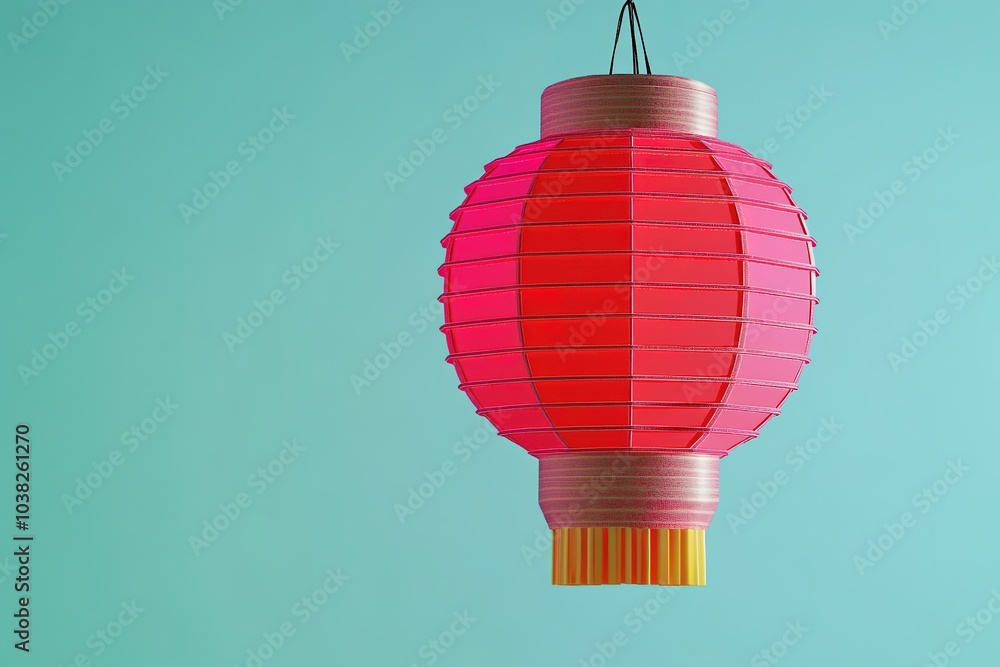 Obraz premium Hanging red lantern on turquoise background