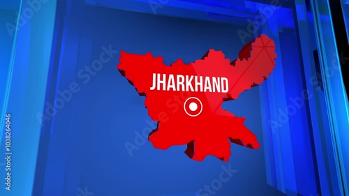 Jharkhand map design with red and blue background animation photo