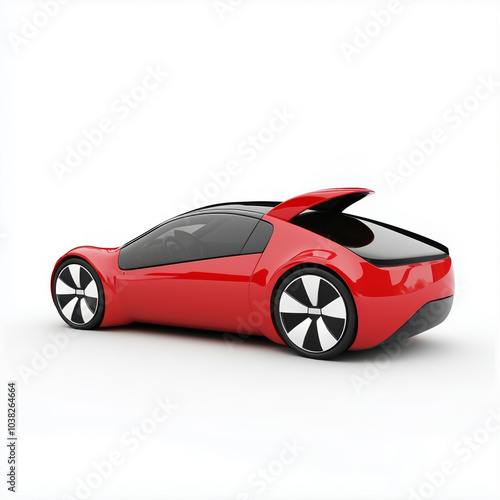 Red Electric Coupe Concept with Sleek Design. Electric car of the future on a white background