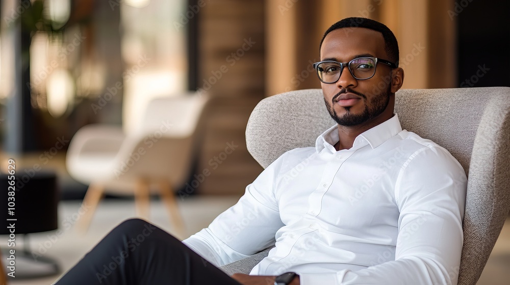 Obraz premium Confident Black Businessman Sitting in Office Chair