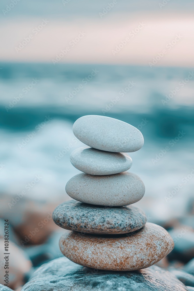 Balanced Stones Stacked by a Gentle River Balanced Stones Stacked by a Gentle River