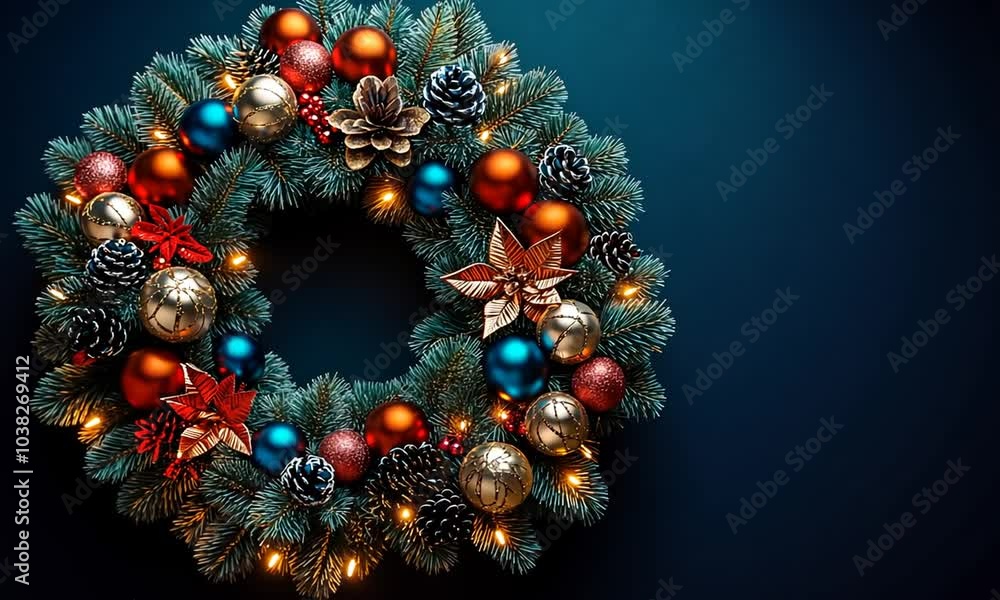 3D Christmas Wreath with Lights 3D Christmas Wreath with Lights