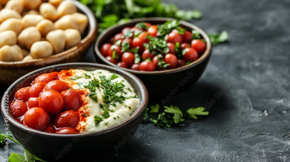 Vibrant Middle Eastern Cuisine in Rustic Setting Vibrant Middle Eastern Cuisine in Rustic Setting