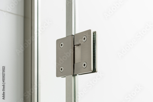 Close-Up of Modern Glass Door Hinge