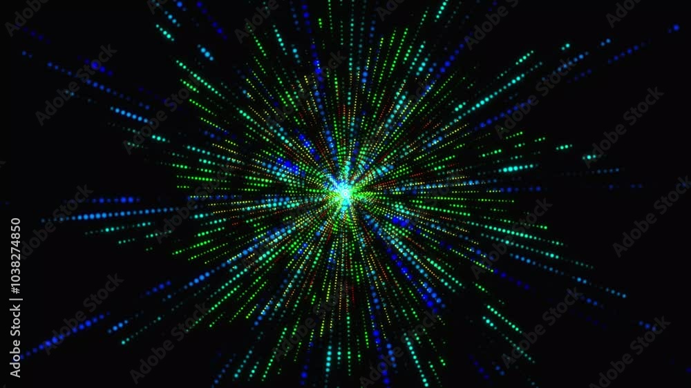 Speed of light, neon-colored glowing rays in motion on black background. Beautiful depiction of a multicolored cosmic explosion in deep space Speed of light, neon-colored glowing rays in motion on black background. Beautiful depiction of a multicolored cosmic explosion in deep space