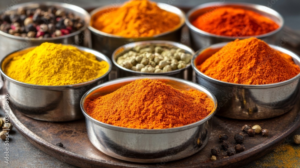 Vibrant Middle Eastern Spices on Rustic Rack Vibrant Middle Eastern Spices on Rustic Rack