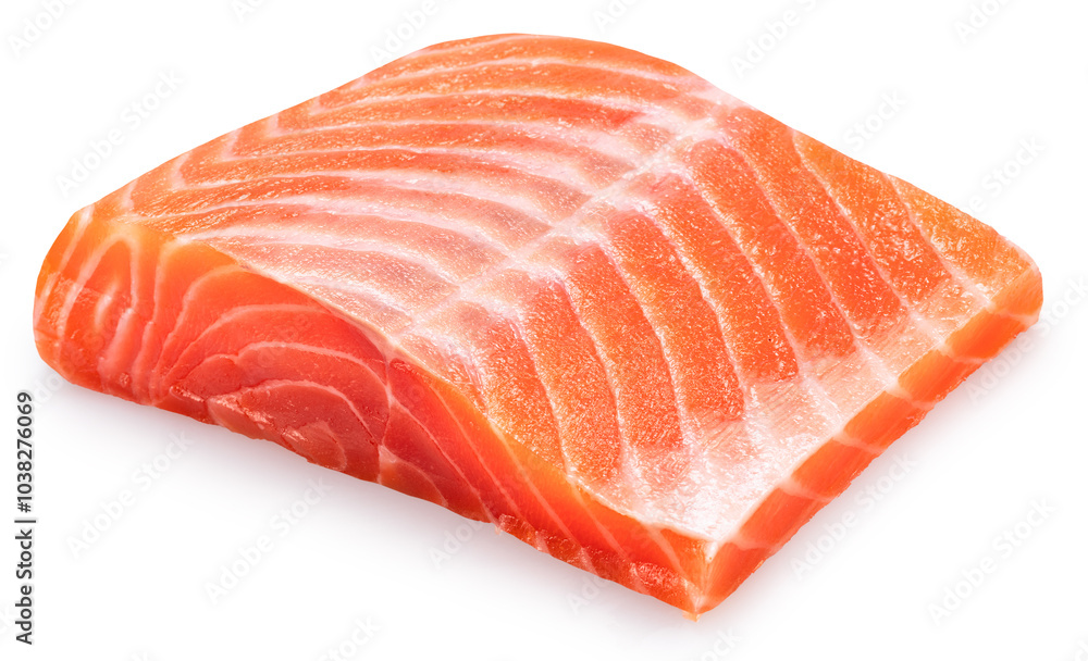Piece of raw salmon fillet isolated on white background. File contains clipping path. Piece of raw salmon fillet isolated on white background. File contains clipping path.