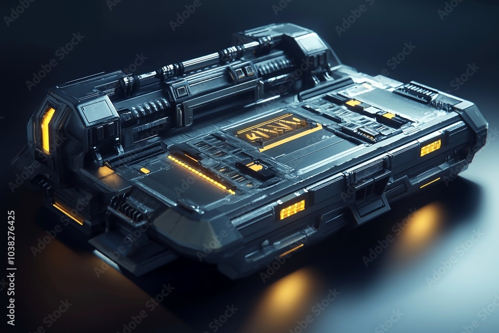 Fototapeta premium 3D Space Station Battle: Sci Fi Galactic Warfare Game Wallpaper Background