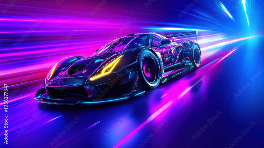 Sleek and Fast Supercar on the Open Road Sleek and Fast Supercar on the Open Road
