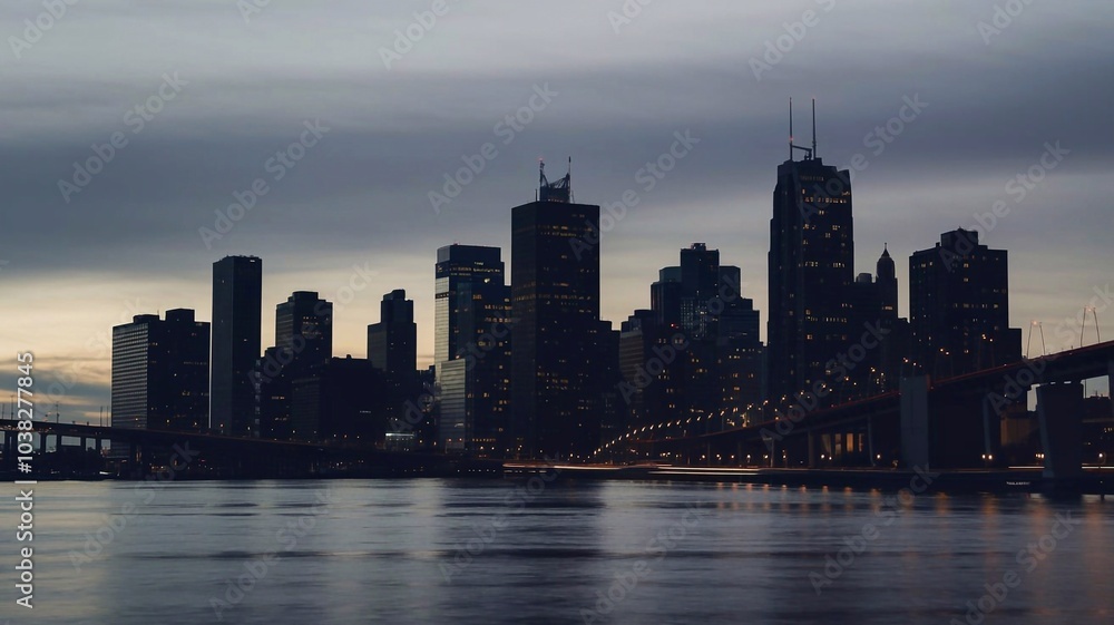 Fototapeta premium Silhouette of the city scene