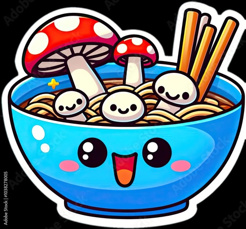 Food vector illustration of mushrooms in a bowl