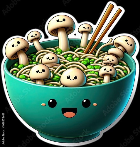 Food vector illustration of mushrooms in a bowl